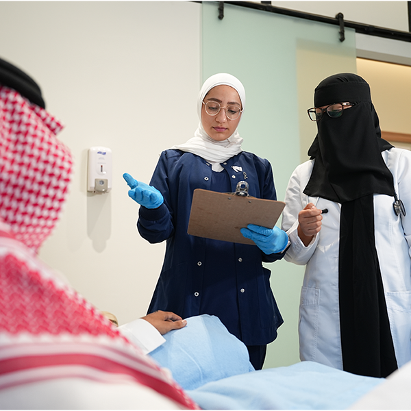 Nurse monitoring IV infusion for autoimmune condition in Riyadh