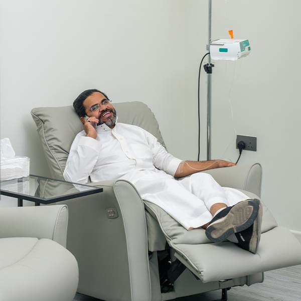 Private infusion suite for biologic therapy at IV One Riyad